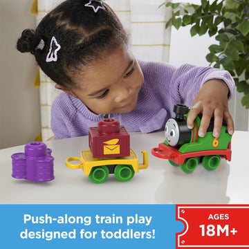 Thomas & Friends Toddler Toy My First Percy Push-Along Train with Stacking Cargo for Kids Ages 18+ Months