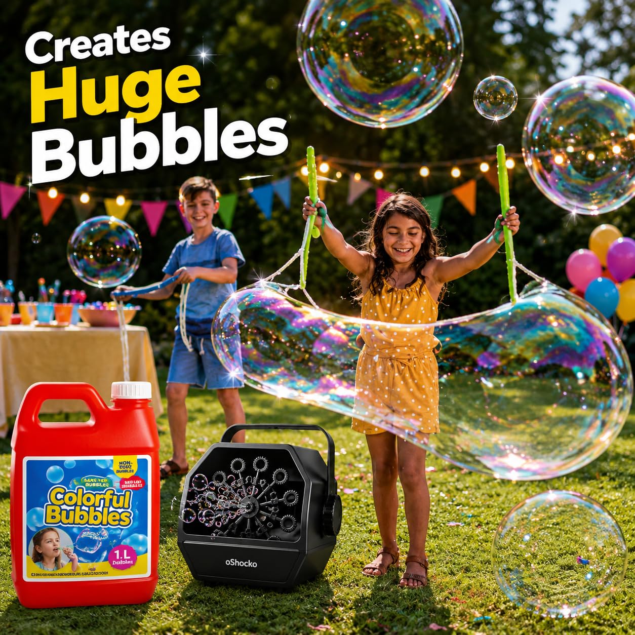 4E's Novelty 32 OZ/1 L Concentrated Bubble Solution, Makes Up to 2.5 Gallons, Refill for Bubble Machines, Giant Wands, Blowers - for Birthday Parties