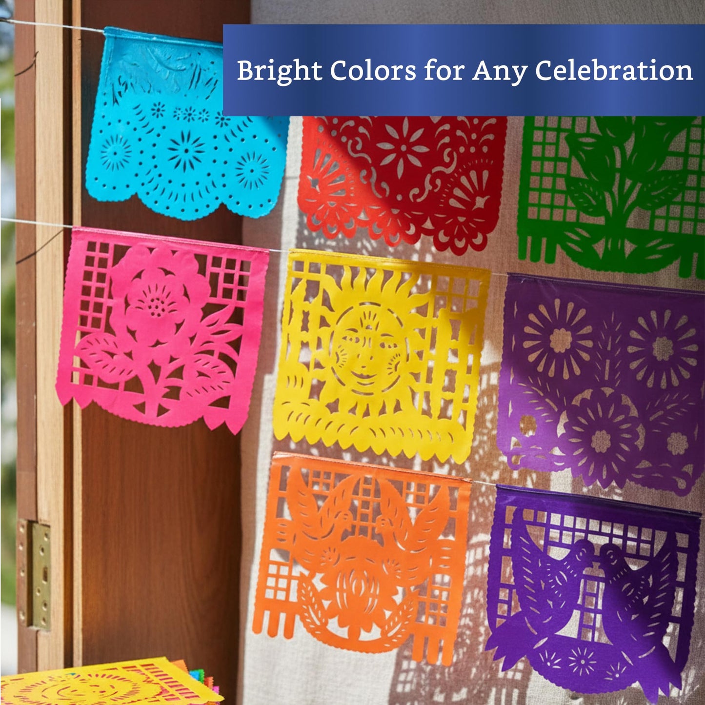 Papel Picado Banner 5-pk - Mexican Party Banners - Fiesta Party Decorations
