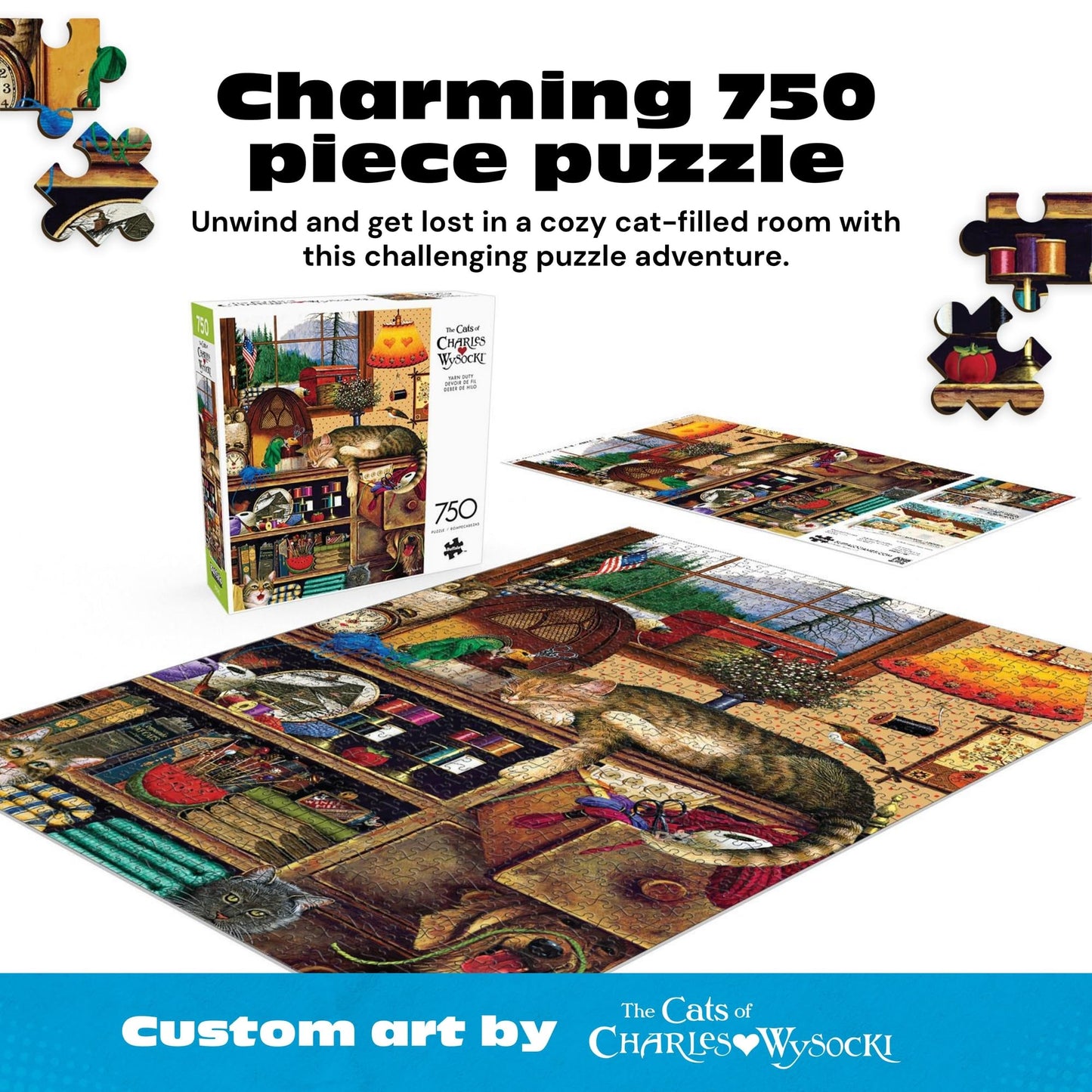 Buffalo Games - Charles Wysocki Yarn Duty - 750 Piece Puzzle for Adults