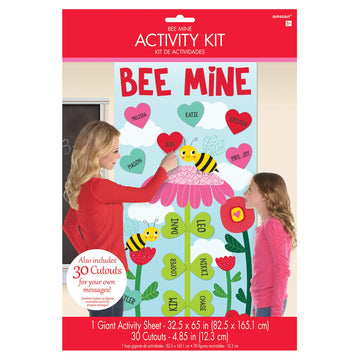 Spring Valentine's Day Activity Kit for Kids or Families: Home or School "Bee Mine" 31 pieces with Heart Shaped Cutouts