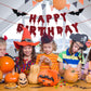 Red Glittery Happy Birthday Halloween Banner - Halloween Hanging Paper Garland Bunting Banner Bloody Bat Vampire Decorations, Photo Backdrop for Wall