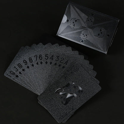 Waterproof Playing Cards, Plastic Playing Cards, 2 Deck of Cards, Standard Size Black Cool Playing Card for Adults, Premium Poker Card Set for Magic