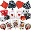 PAKESI 17Pcs Casino Night Balloons Set, Giant 24in Dice & Poker Cards Foil