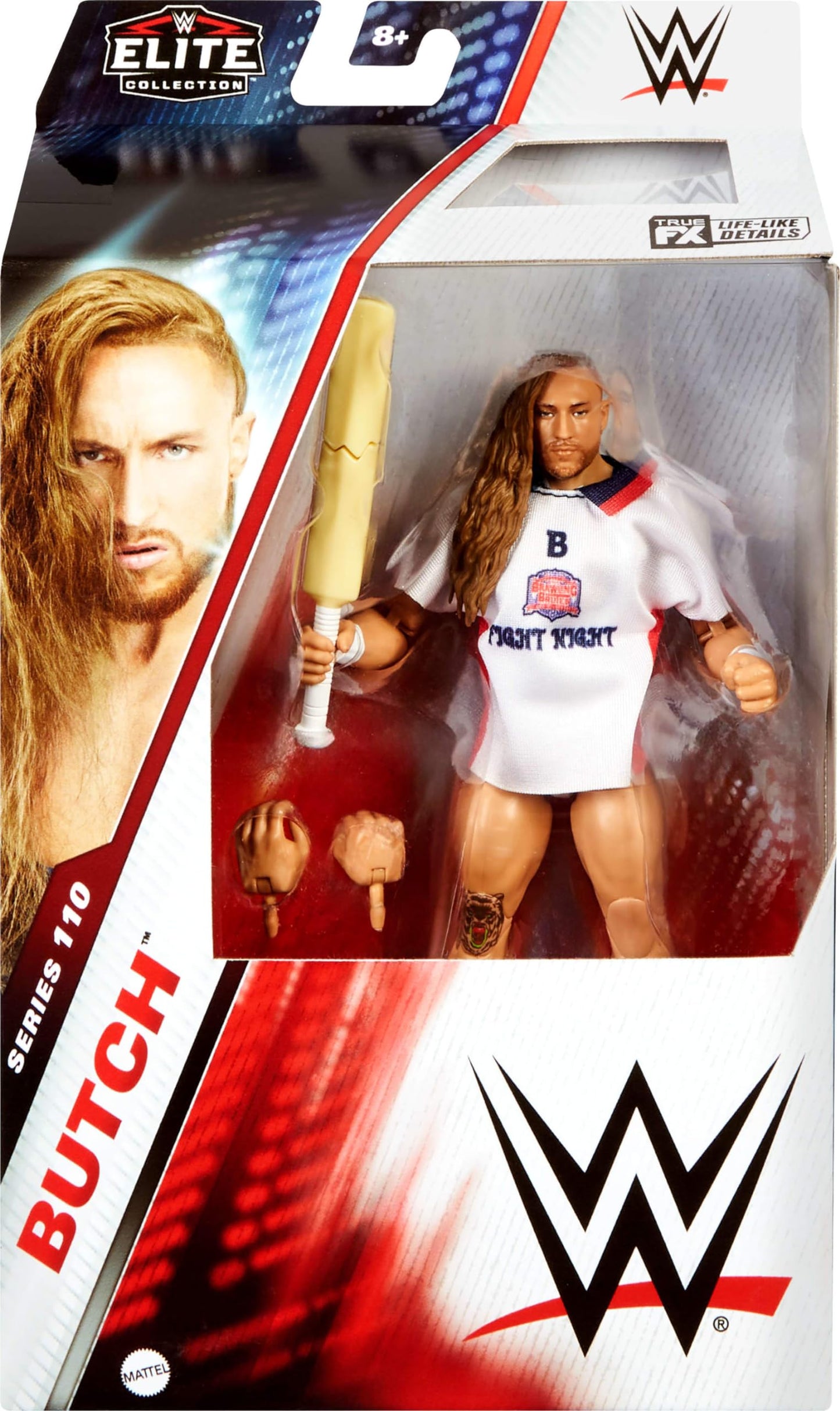 Mattel WWE Elite Action Figure & Accessories, Series #110 Butch 6-inch Collectible with 25 Articulation Points & Swappable Hands