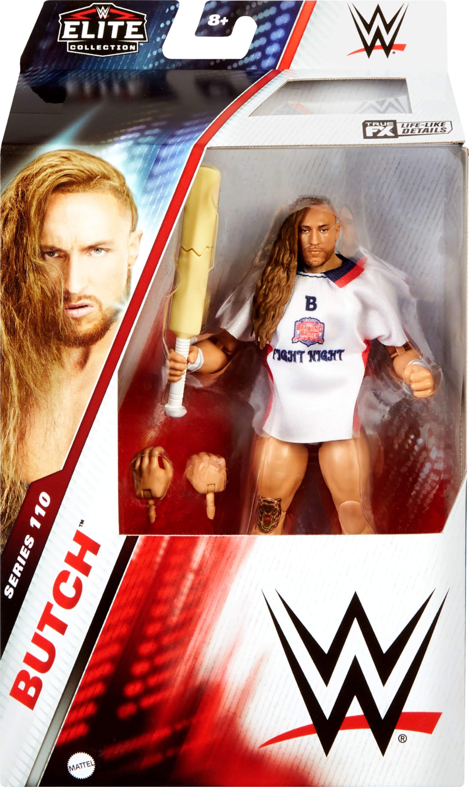 Mattel WWE Elite Action Figure & Accessories, Series #110 Butch 6-inch Collectible with 25 Articulation Points & Swappable Hands