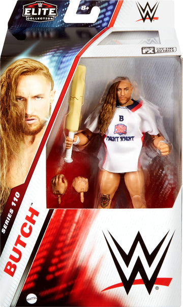 Mattel WWE Elite Action Figure & Accessories, Series #110 Butch 6-inch Collectible with 25 Articulation Points & Swappable Hands