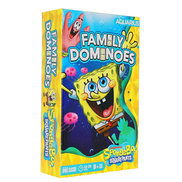 AQUARIUS Spongebob Squarepants Family Double 6 Dominoes Game, Domino Tile Stacking Game for Kids and Adults, Official Nickelodeon Board Game, 2-6