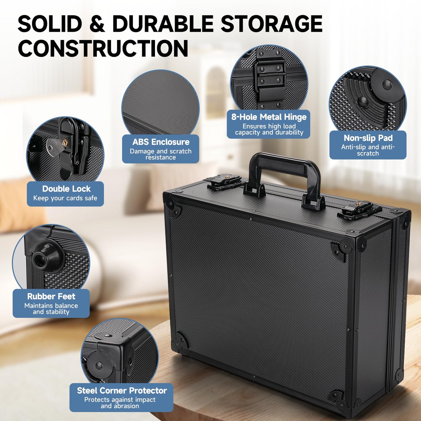 Trading Card Storage Box for 3" X 4" 35pt Toploaders 600+, Sturdy Secure Large Capacity Hard Case with 6 Foam Stoppers, Fits Toploader Magnetic