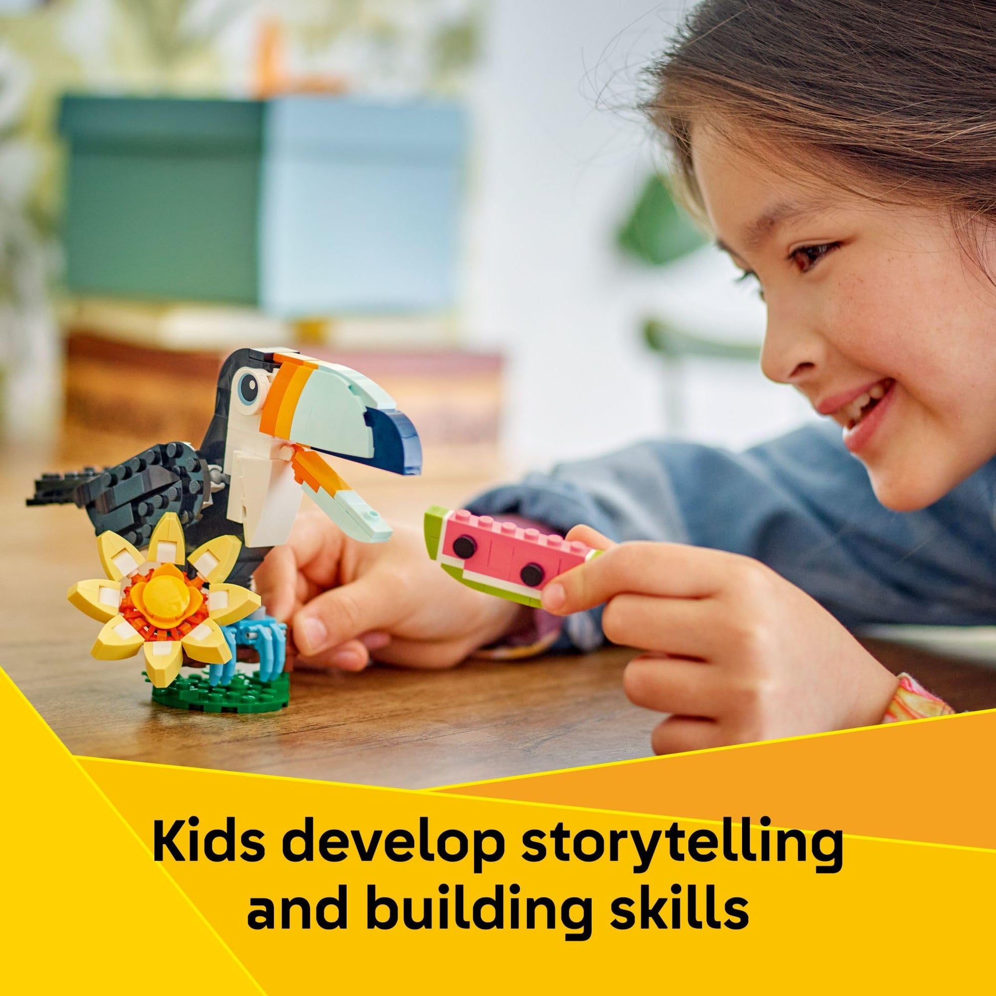 LEGO Creator 3 in 1 Wild Animals: Tropical Toucan Building Toy for Kids- Jungle Building Blocks & Learning Toy for Girls & Boys, Ages 7+ - Build 3