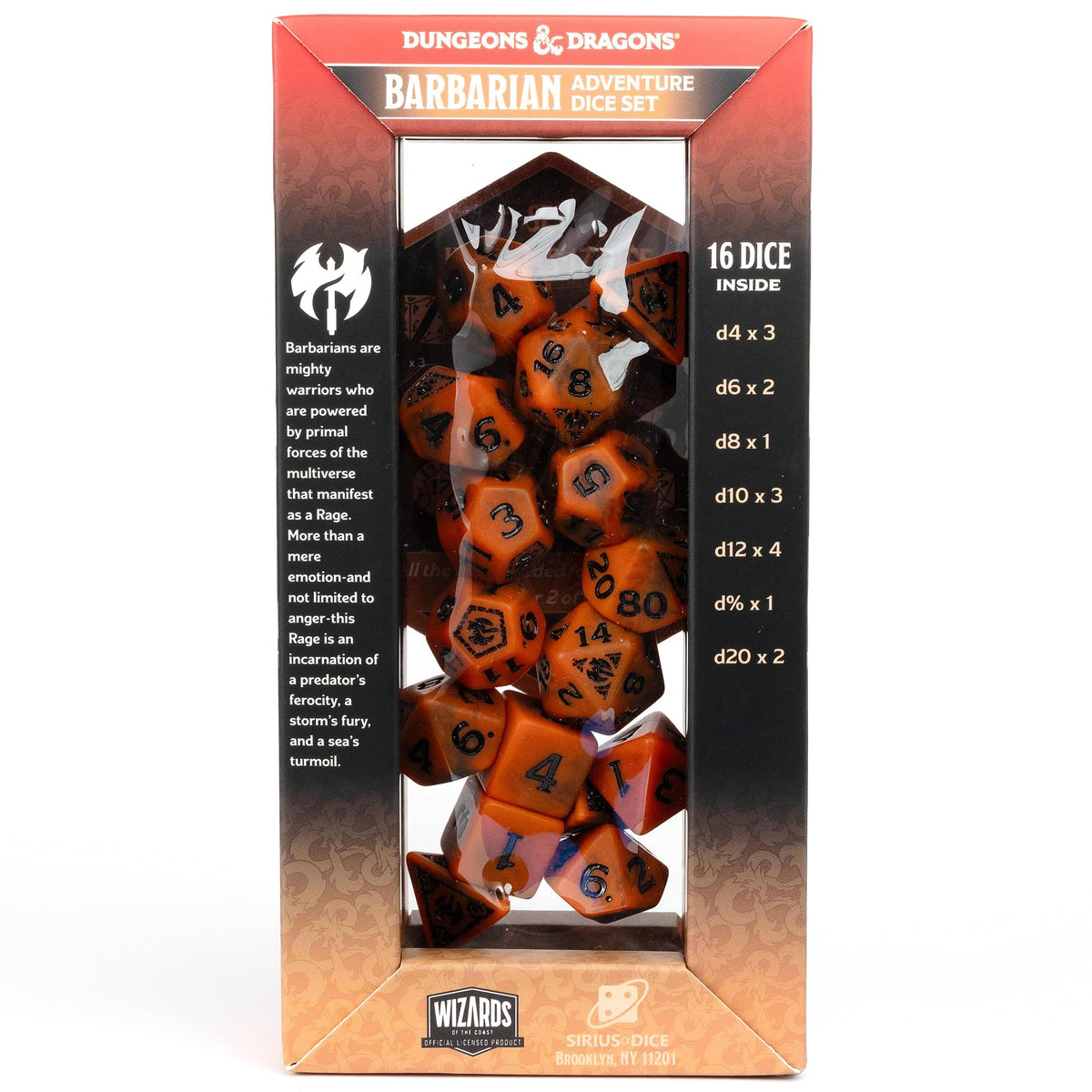 D&D Adventure Dice (Barbarian Class: Orange)