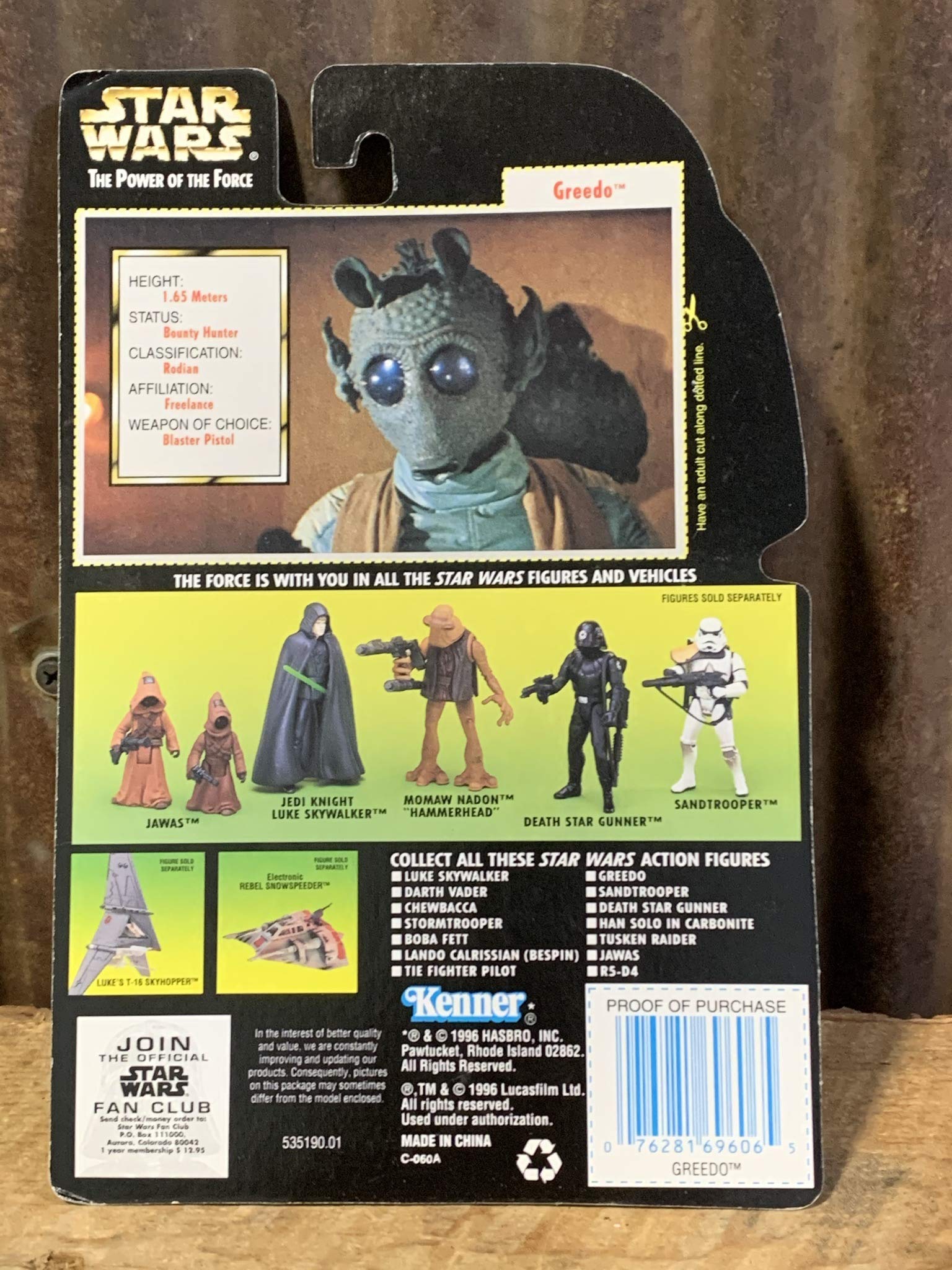 Star Wars, The Power of the Force Green Card, Greedo Action Figure, 3.75 Inches