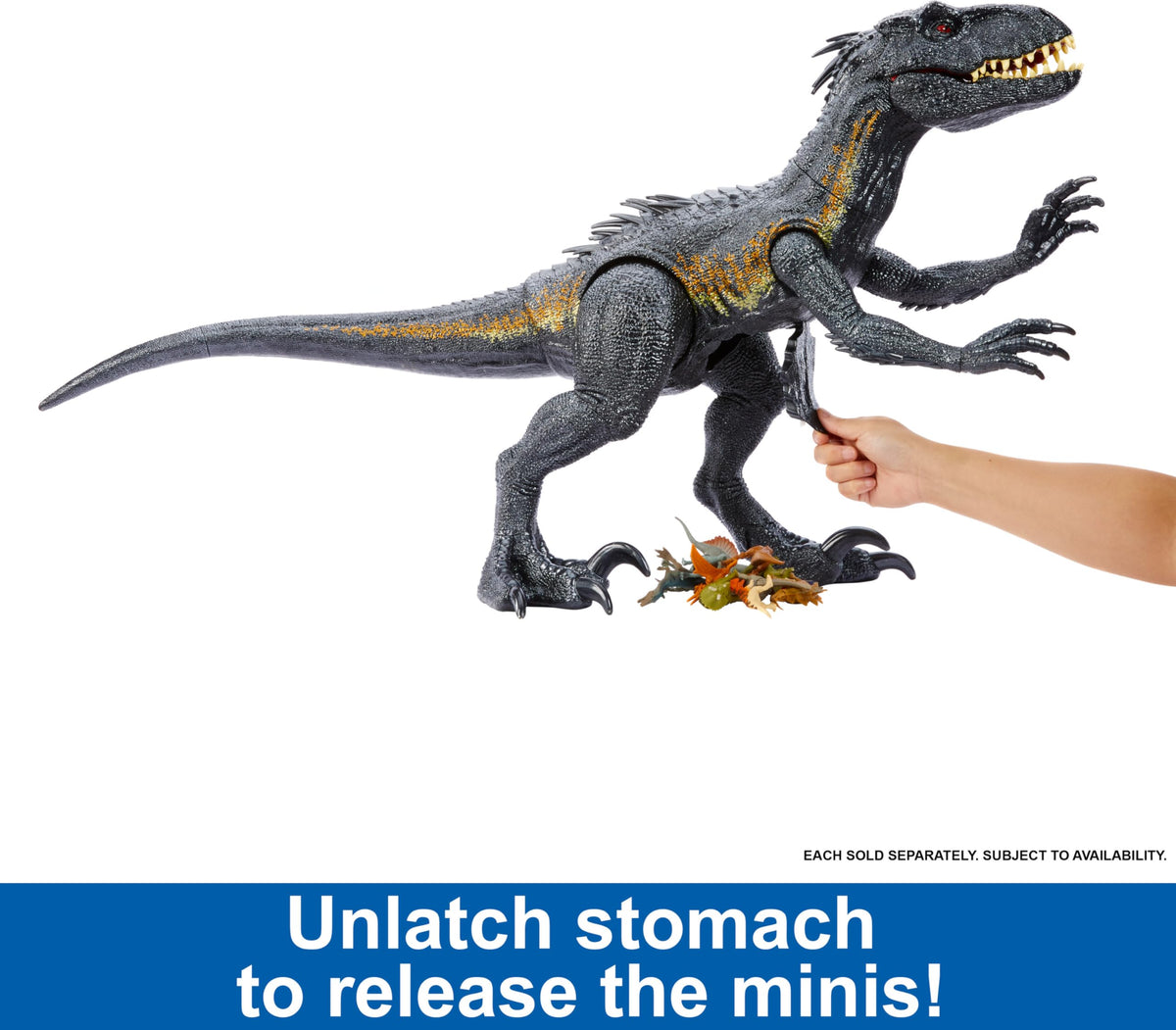 Mattel Jurassic World Fallen Kingdom Giant Dinosaur Toy, Super Colossal Indoraptor, Swallows Mini Figures, 3 Feet Long Authentic Figure