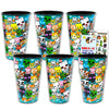 Minecraft Reusable Tumbler Cup Pack - Video Game Party Favor 6 Piece Bundle with 24 Oz Cups Plus Stickers, More | Bulk Minecraft Water Tumblers