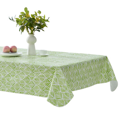 Newbridge Green Tropical Leaf Vinyl Tablecloth, 52 x 70 Inch Rectangle