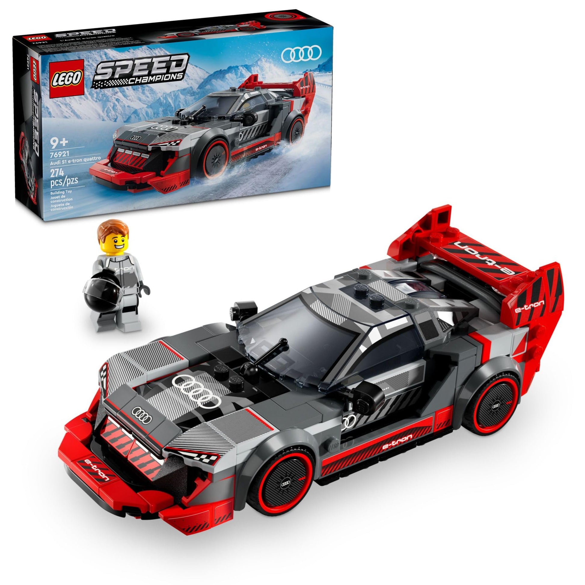 LEGO Speed Champions Audi S1 e-tron Quattro Race Car Toys - Building Toys for Kids, Boys & Girls, Ages 9+ - Design Details & 1 Minifigure - Car Model