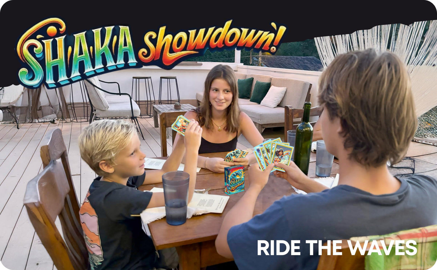 SHAKA Showdown Card Game for Teens 6+ | Surf-Themed Travel Games, Board Game | Ideal for Babysitting Games, Cards to Send to Kids at Camp, Road Trip