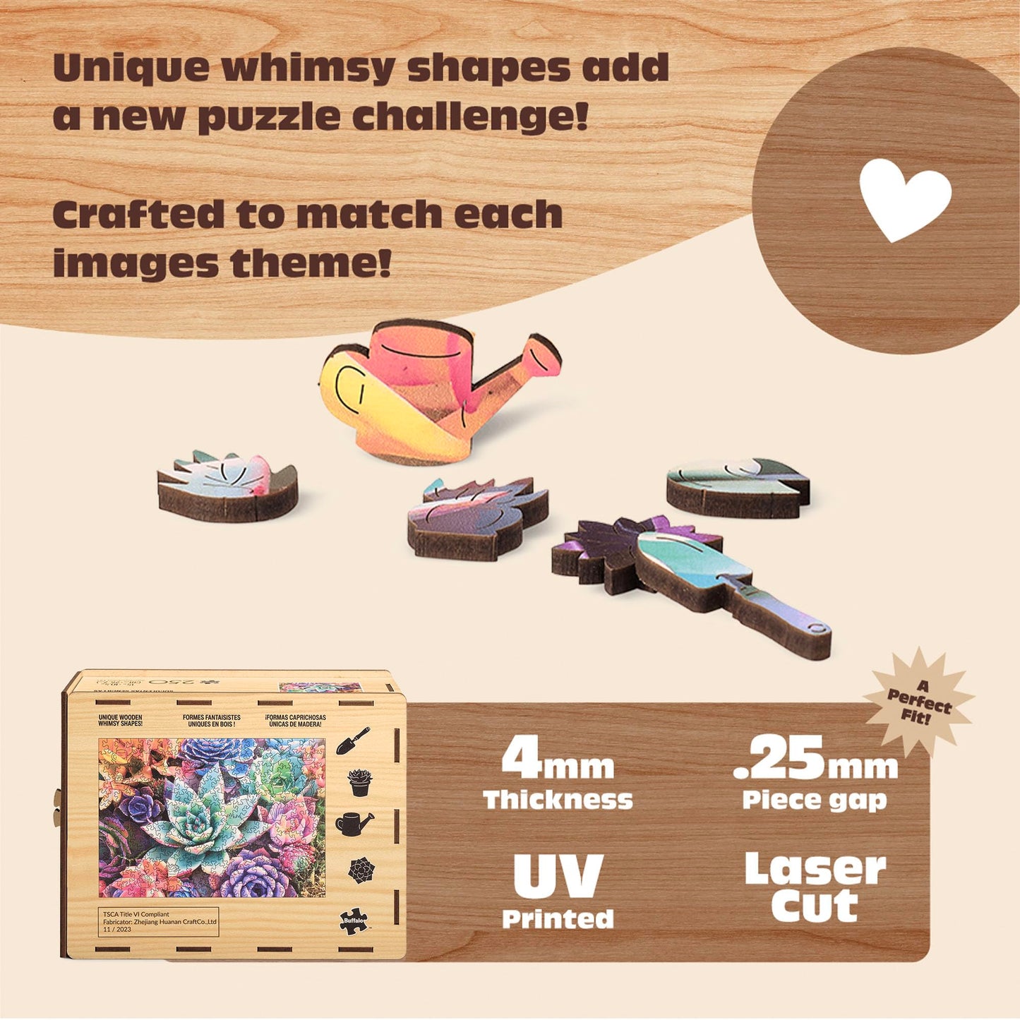 Buffalo Games - Simple Succulent - 250 Piece Wooden Jigsaw Puzzle