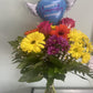 Happy Heavenly Birthday Balloon on a Stick Blue Heart with Angel Wings, Memorial Grave Decoration, in Loving Memory, Cemetery Remembrance Gift