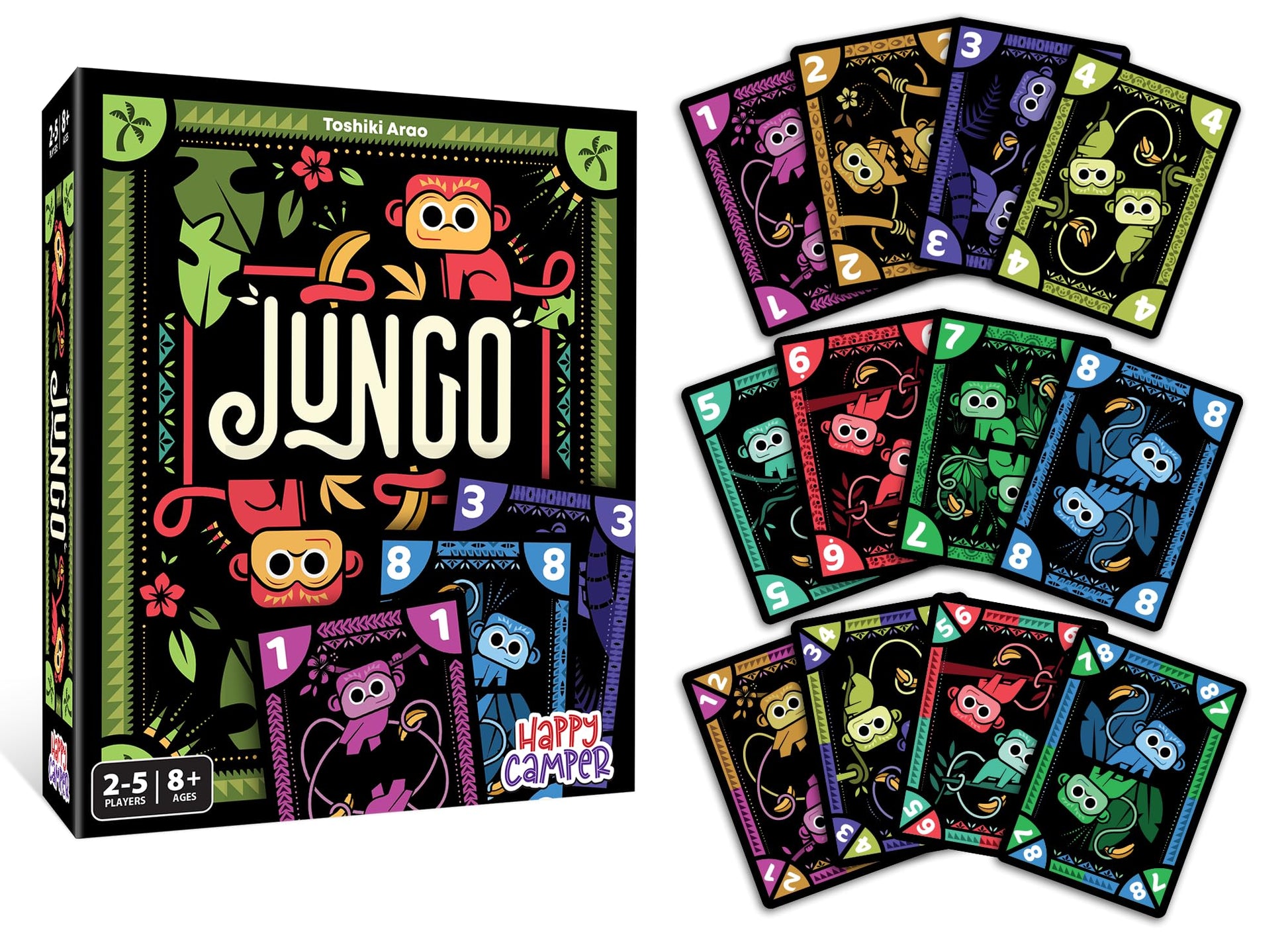 Happy Camper - Jungo | A Simple Card Game of Not-so-Simple Choices | Perfect for Travel, Camping, Family Game Night | 2-5 Players | Ages 8+