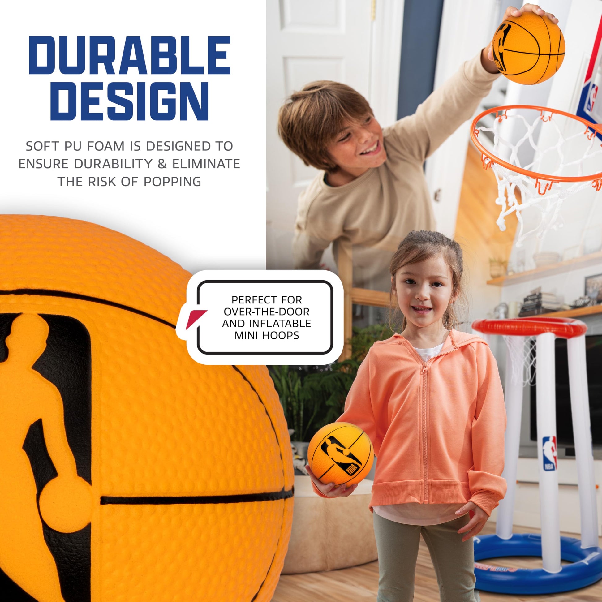 Franklin Sports NBA Kids Mini Foam Basketball - 5" 2 Pack - Orange