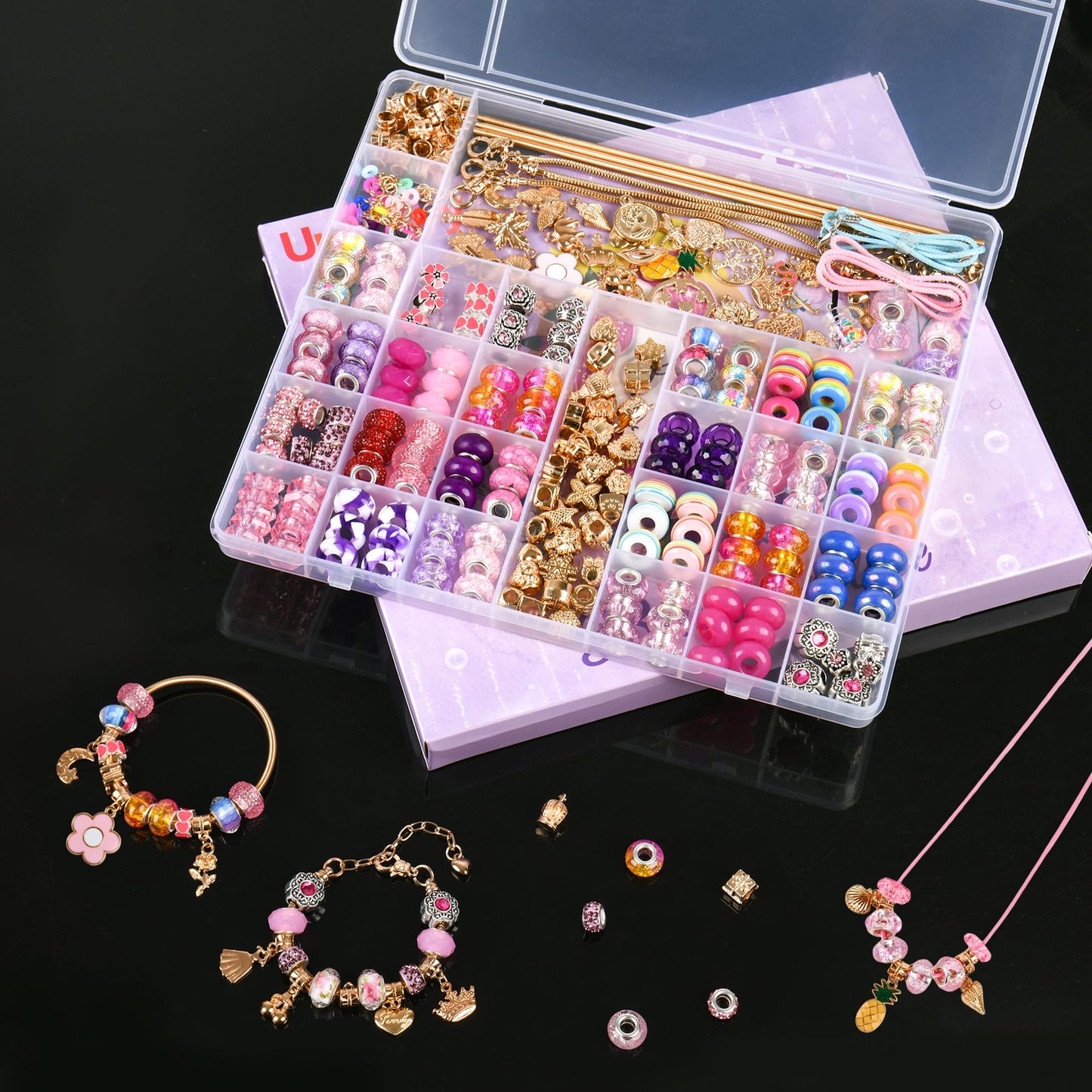 Uniartfy Charm Bracelet Making Kit, 305 Pieces Jewelry Making Kit Supplies for Girls 8-12, Birthday Gifts, DIY Arts Crafts for Teens Women Kids Ages 5
