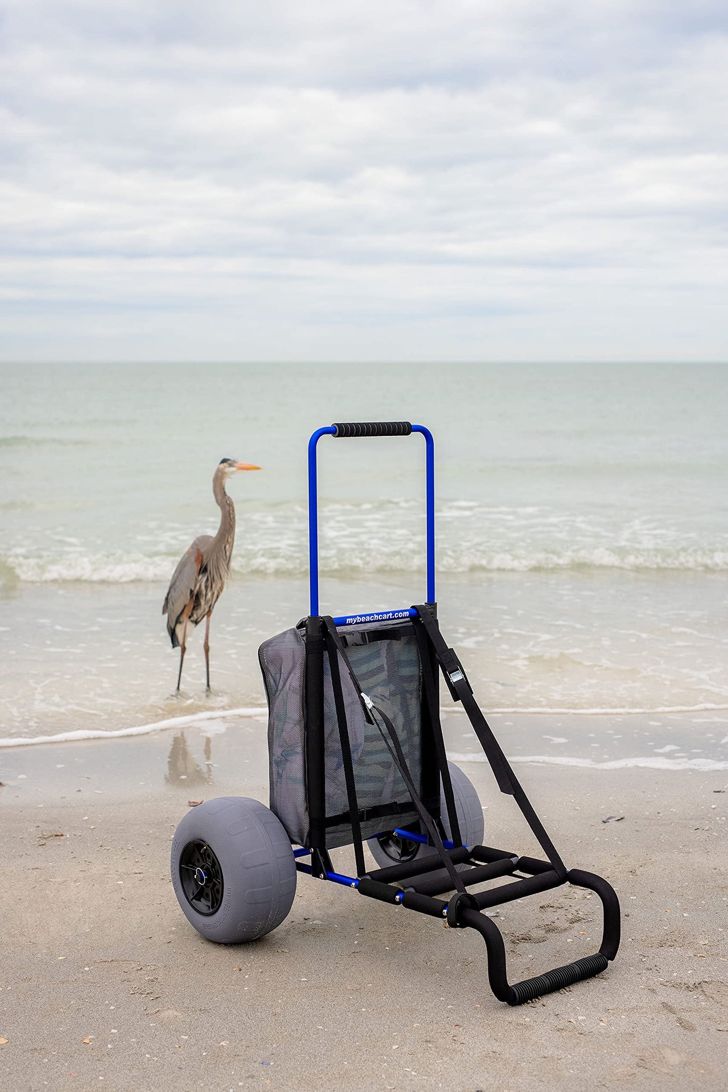 My Beach Cart® The Original Patented NO Rust Aluminum Foldable Beach Cart 13 INCH Big Wheels Balloon Tires for Sand Heavy Duty. Often Imitated, Never