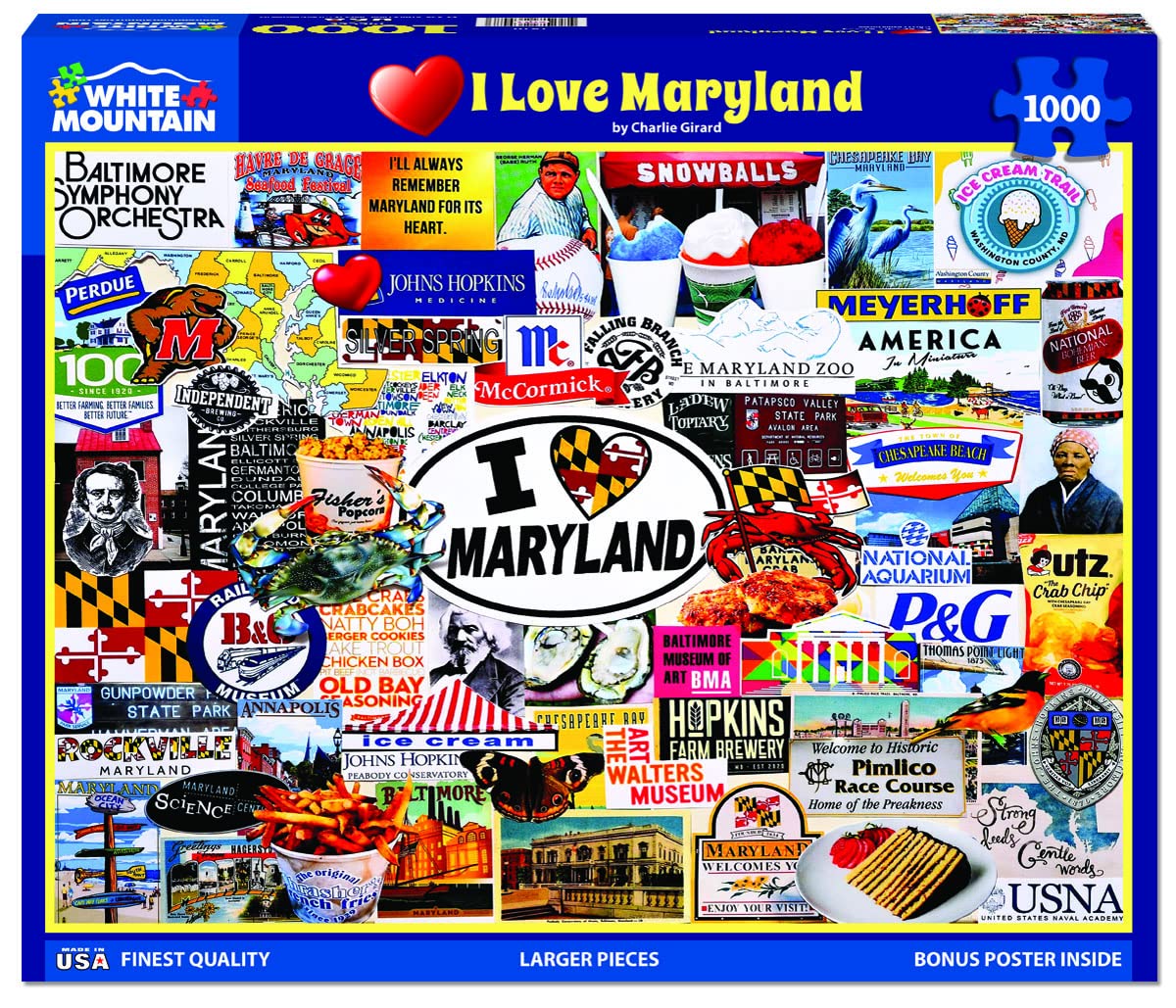 White Mountain 1000 Piece Jigsaw Puzzle The Old Line State, I Love Maryland