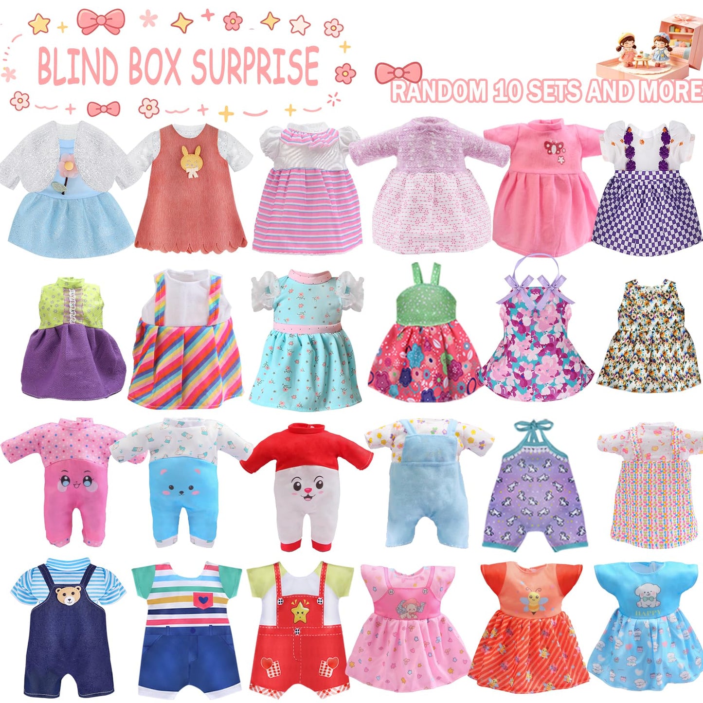 Alive Baby Doll Clothes and Accessories - 10 Sets Girl Doll Clothes Dress for 12 13 14 Inch Dolls, Baby Doll Clothes - Dolls Outfits Accessories