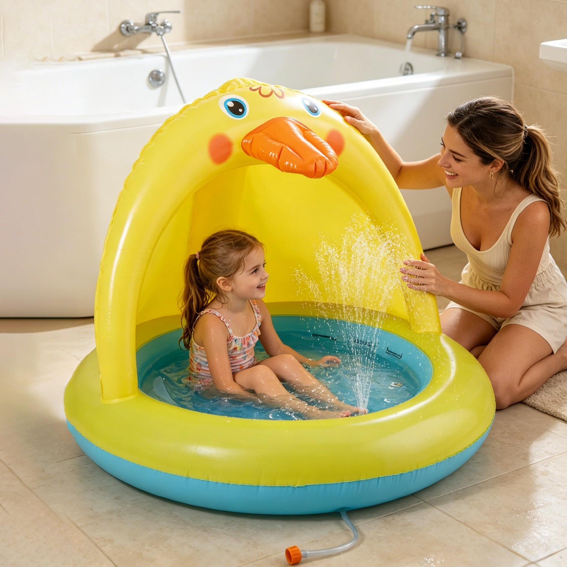 Shade Baby Pool, Sprinkle and Splash Play Pool, Outdoor Duck Bathtub of 39 Inches
