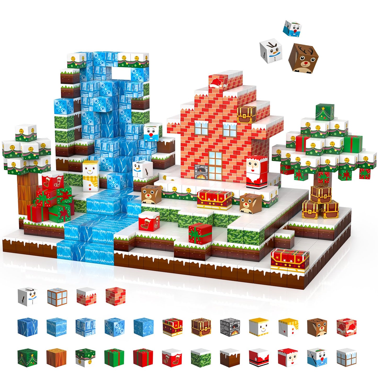 QiqoPoyee Magnetic Building Blocks Set, 180PCS Magnetic Tiles for Kids, Upgraded Mini Magnetic Cubes, STEM Magnet Tiles Toys,Magnetic Blocks Birthday