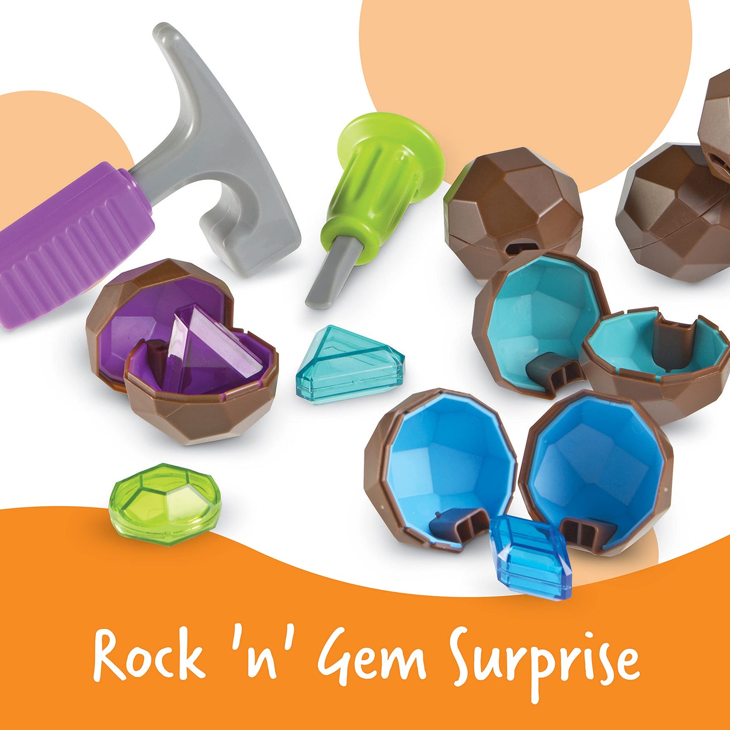 Learning Resources Rock 'n Gem Surprise - 19 Pieces, Ages 3+ Toddler Learning Toys, Sorting and Matching Toys, Early STEM for Kids