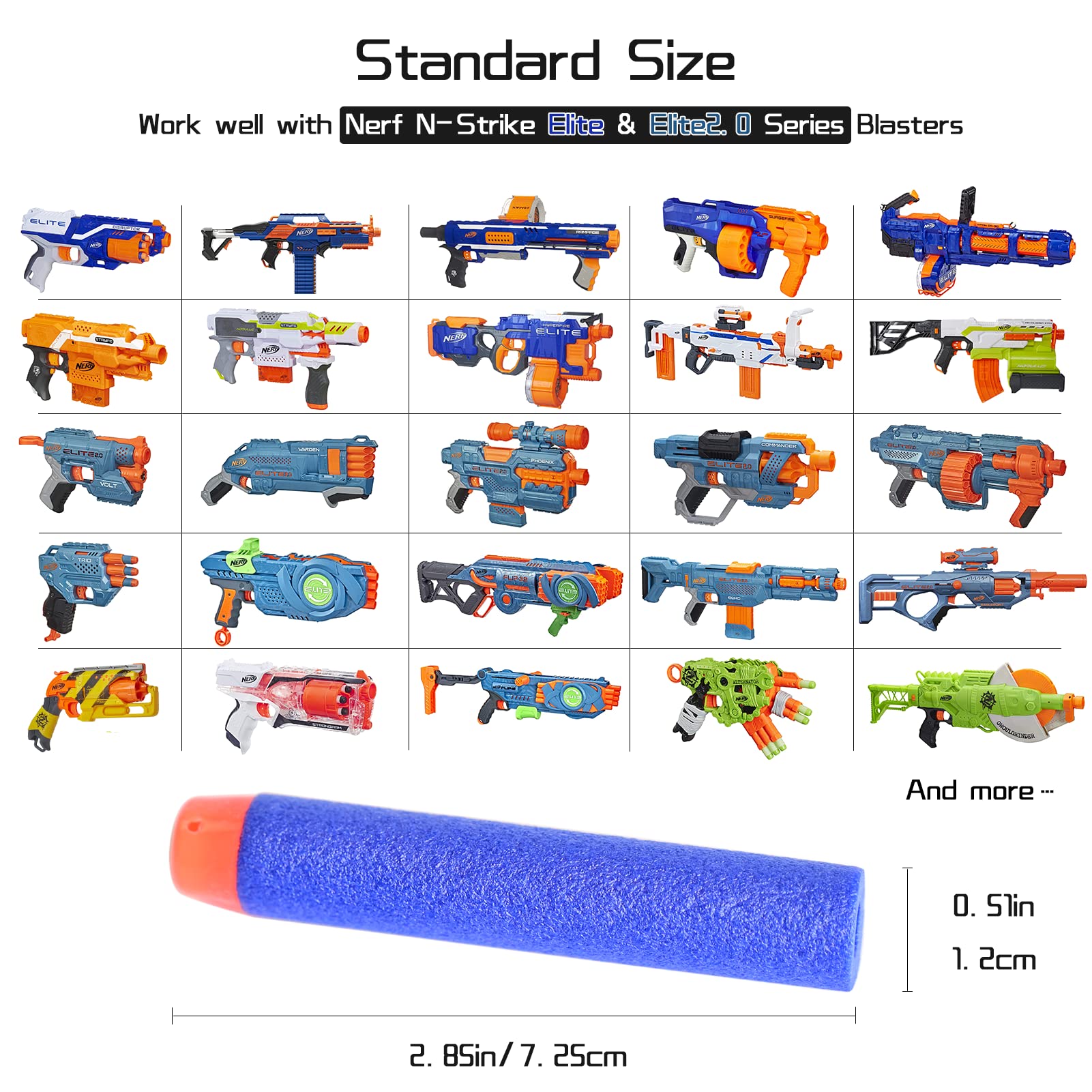 lififun 600-Dart Refill Pack Soft Darts for Nerf N-Strike Elite Blue