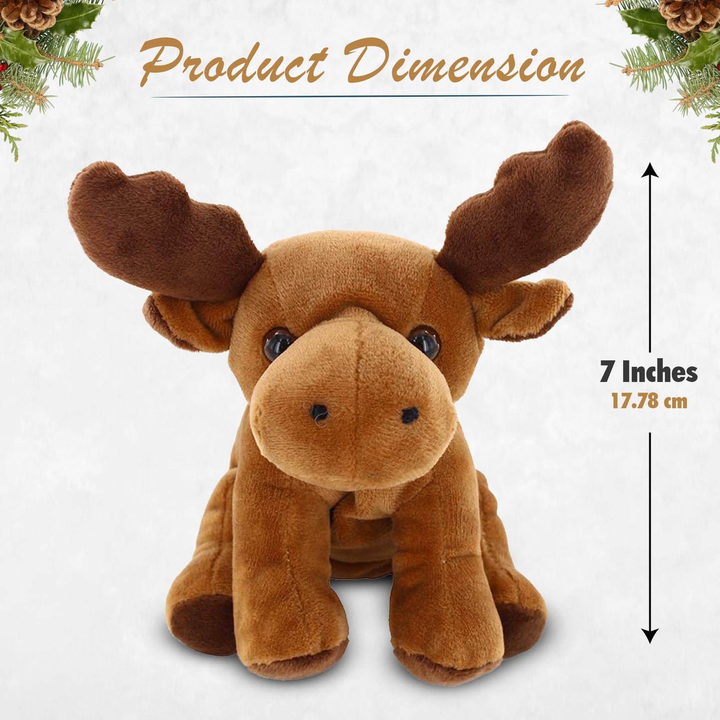 Plushland Beanie Moose Sitting 7" Stuffed Toys Plush Super Soft Winter Holiday (Beanie Moose)