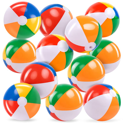 JOYIN 12-Pack 12“ Beach Balls - Bulk Classic Beachball Inflatable Swimming Pool Toys for Games Adults Kids Birthday Party Supplies Combo Set, Rainbow