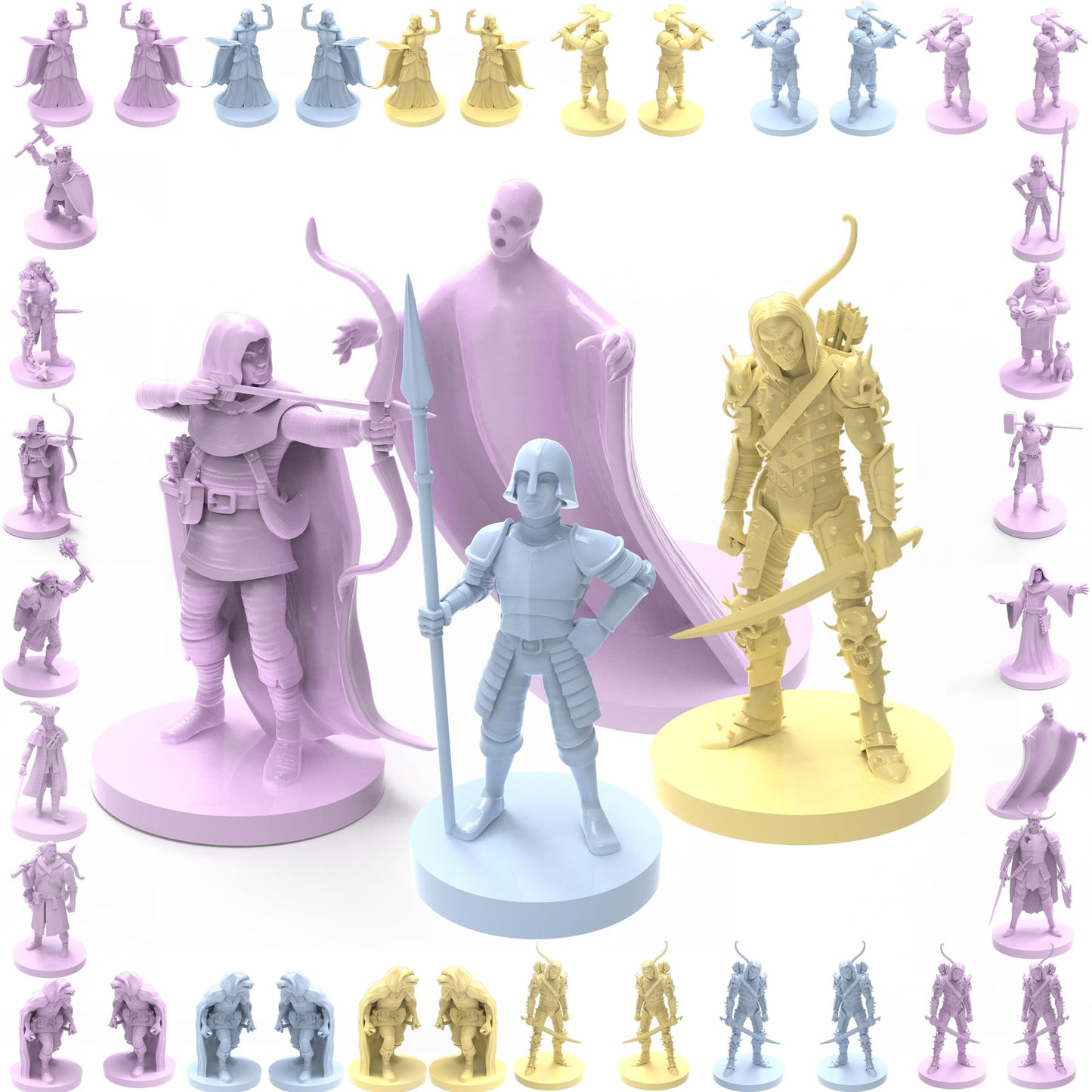 House of Bodian Mythical Heroes Town Dwellers, Heroes and Monsters Mini Figure Set for RPGs - 102 Pcs in 17 Designs, Suitable Size for DND (City