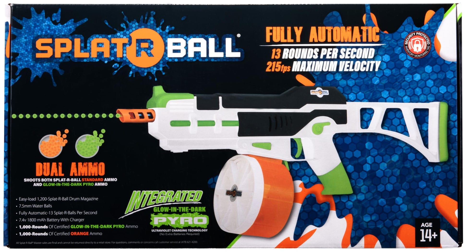 SplatRball 1200 Pyro Glow-in-The-Dark Gel Ball Water Bead Blaster Gun Kit. Splat R Ball Everything with The Electric Blaster able to Shoot up
