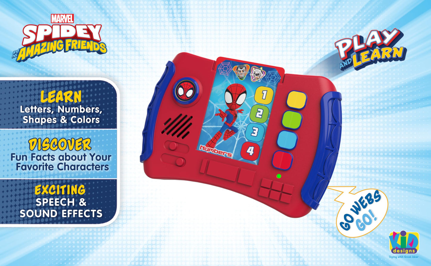 Spidey and His Amazing Friends Play and Learn Web-Ster with Preschool Games, Toddler Toys Designed for Fans of Spidey Toys