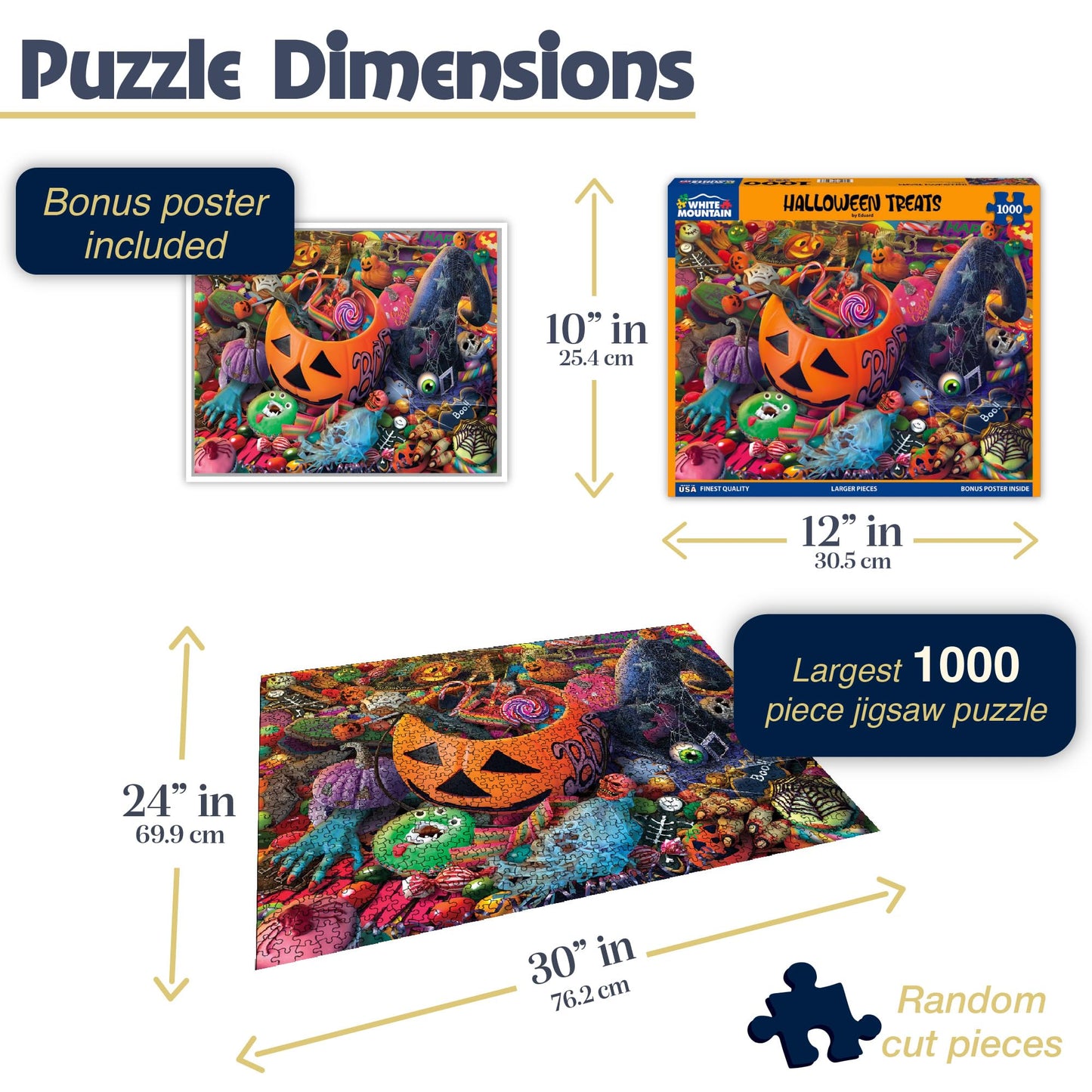 White Mountain 1000 Piece Jigsaw Puzzle Spooky Fall, Halloween Treats