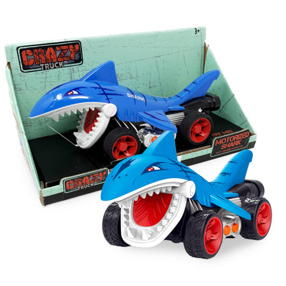 Thin Air Brands Crazy Truck Motorized Shark with Sound Effects - Battery Powered Stunt Toy for Kids - Blue Shark Truck with Exciting Sounds for Boys