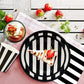 Serve25 175Pcs Black & White Striped Party Supplies - 9" & 7" Striped Paper Plates, Napkins, Cups, Cutlery for Black & White Birthday Party