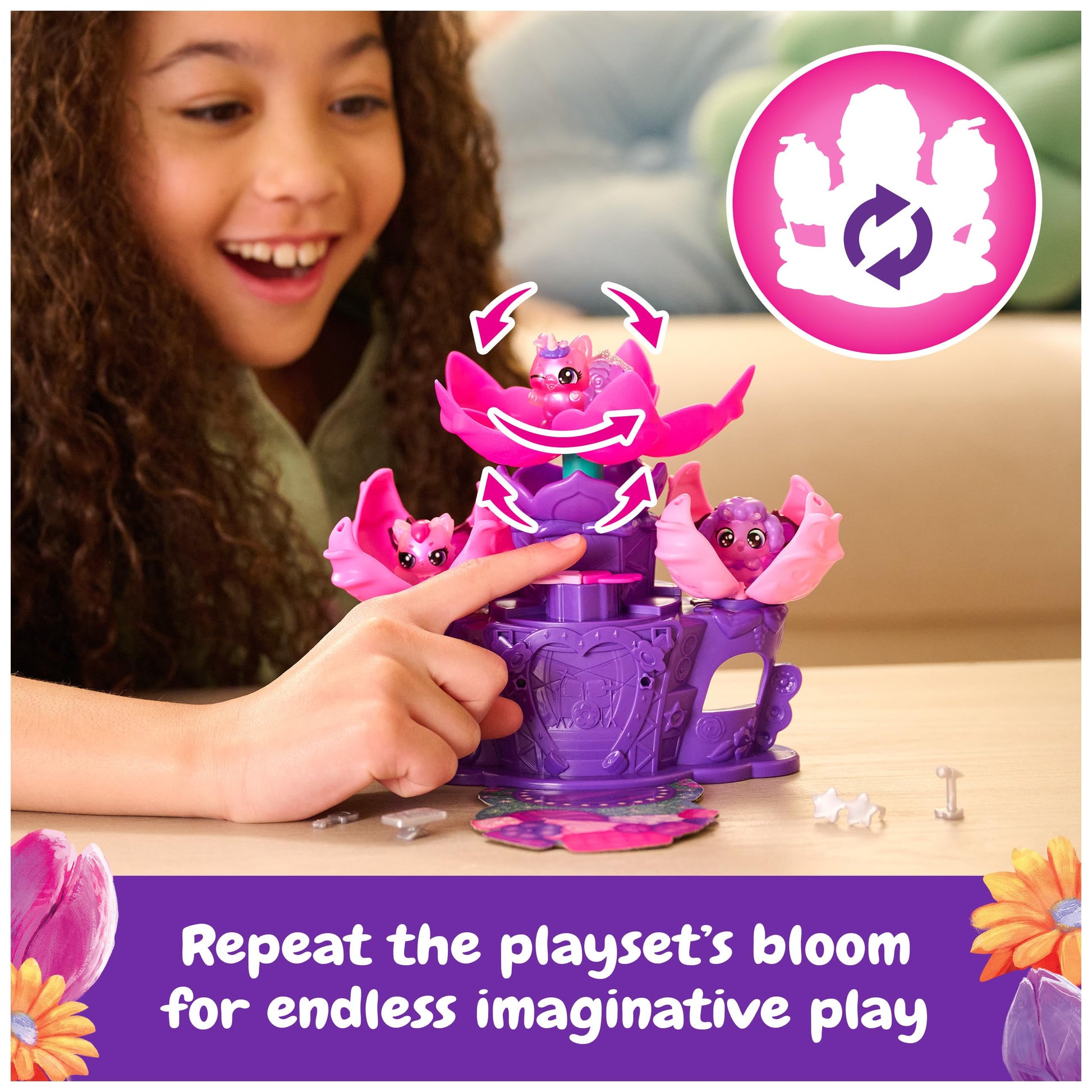 Hatchimals Bloomables Flower Fest 3-Pack & Stage Playset, Ages 4+