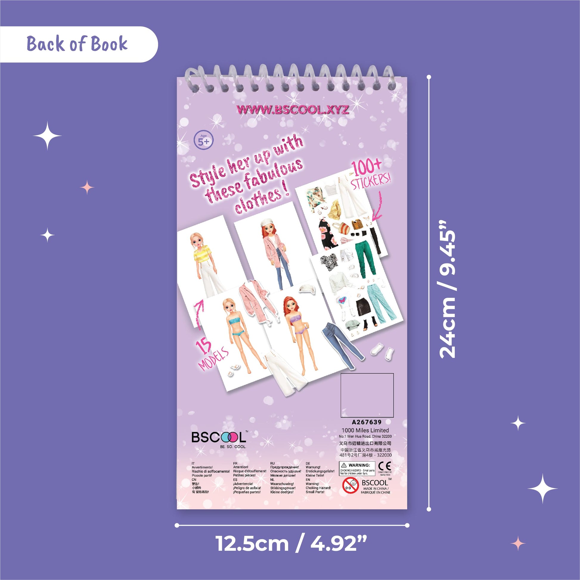BSCOOL Sticker Dress up - Sticker Activity Book for Kids. Learn Girls Fashion Design with Stickers and Guides for Kids 5 and up. Little Designer