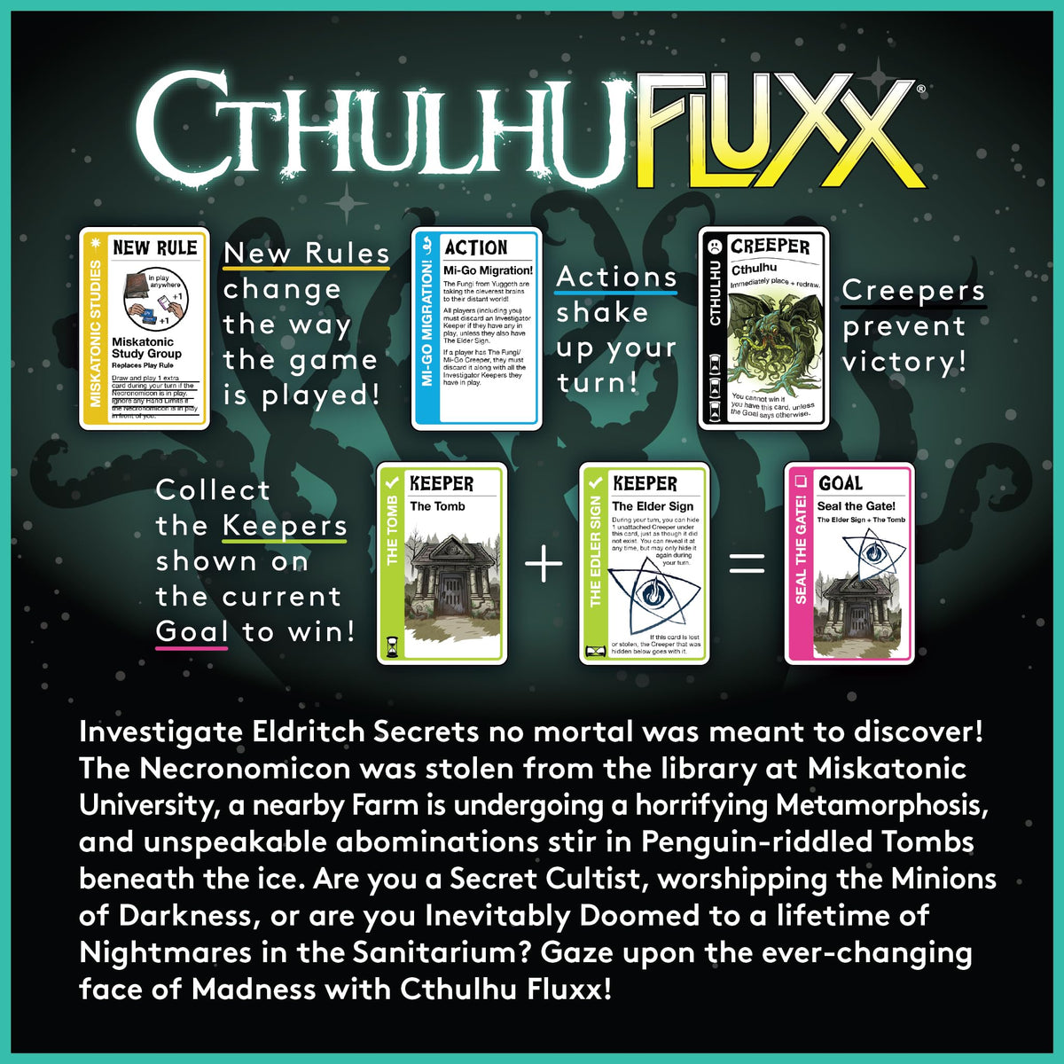 Looney Labs Cthulhu Fluxx Card Game - Dive into the Mysterious Cthulhu World, Fast-Paced Strategy for Fans & Mystery Lovers