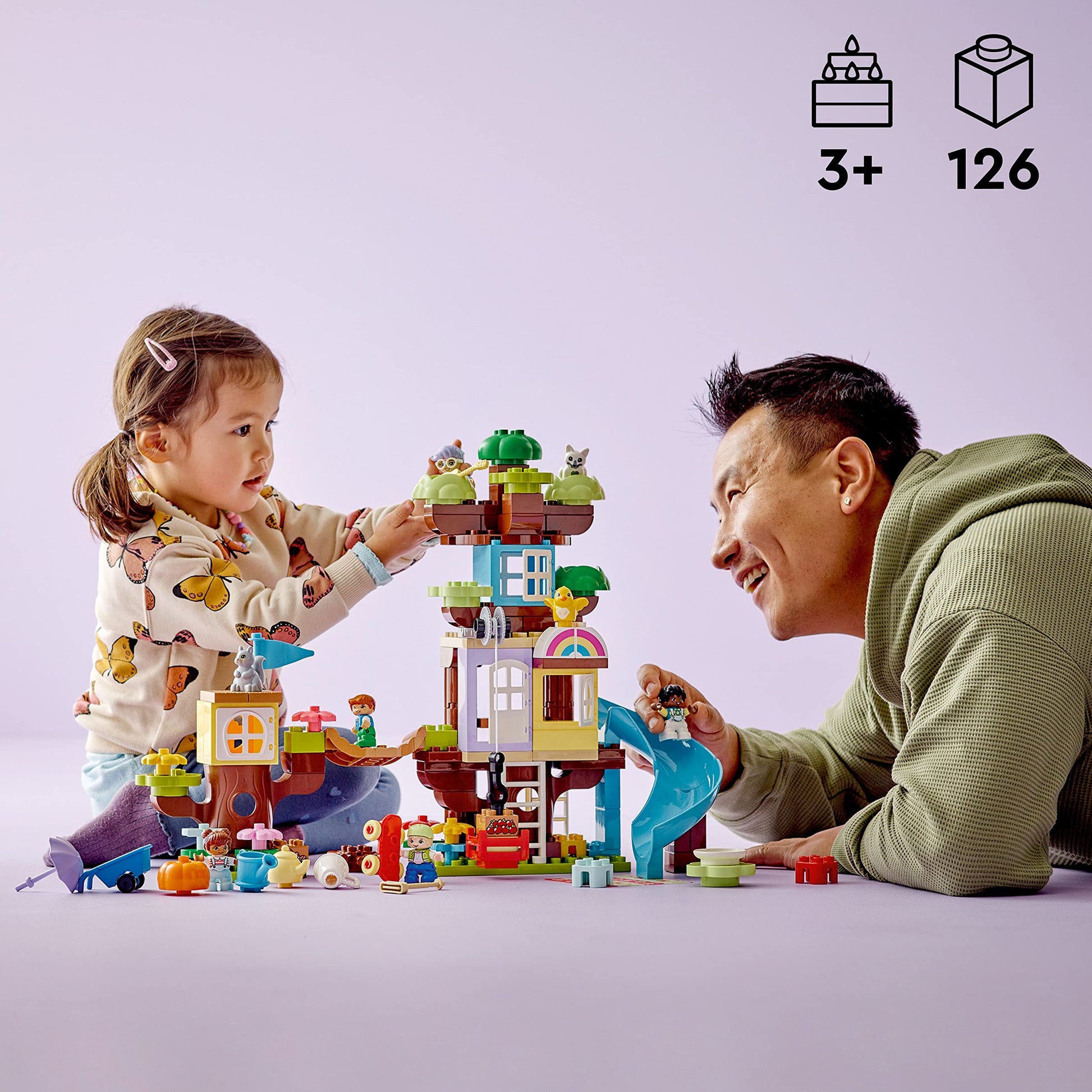 LEGO DUPLO 3 in 1 Tree House Building Toy - Gift for Christmas - Pretend Playset for Toddlers, Ages 3+ - W/ 8 Figures - Fine Motor Skill Development