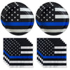 Police-Thin Blue Line Party for 16 guests! Includes 16 ea. 7” Plates and Napkins in the Official Thin Blue Line Flag Pattern. by Havercamp