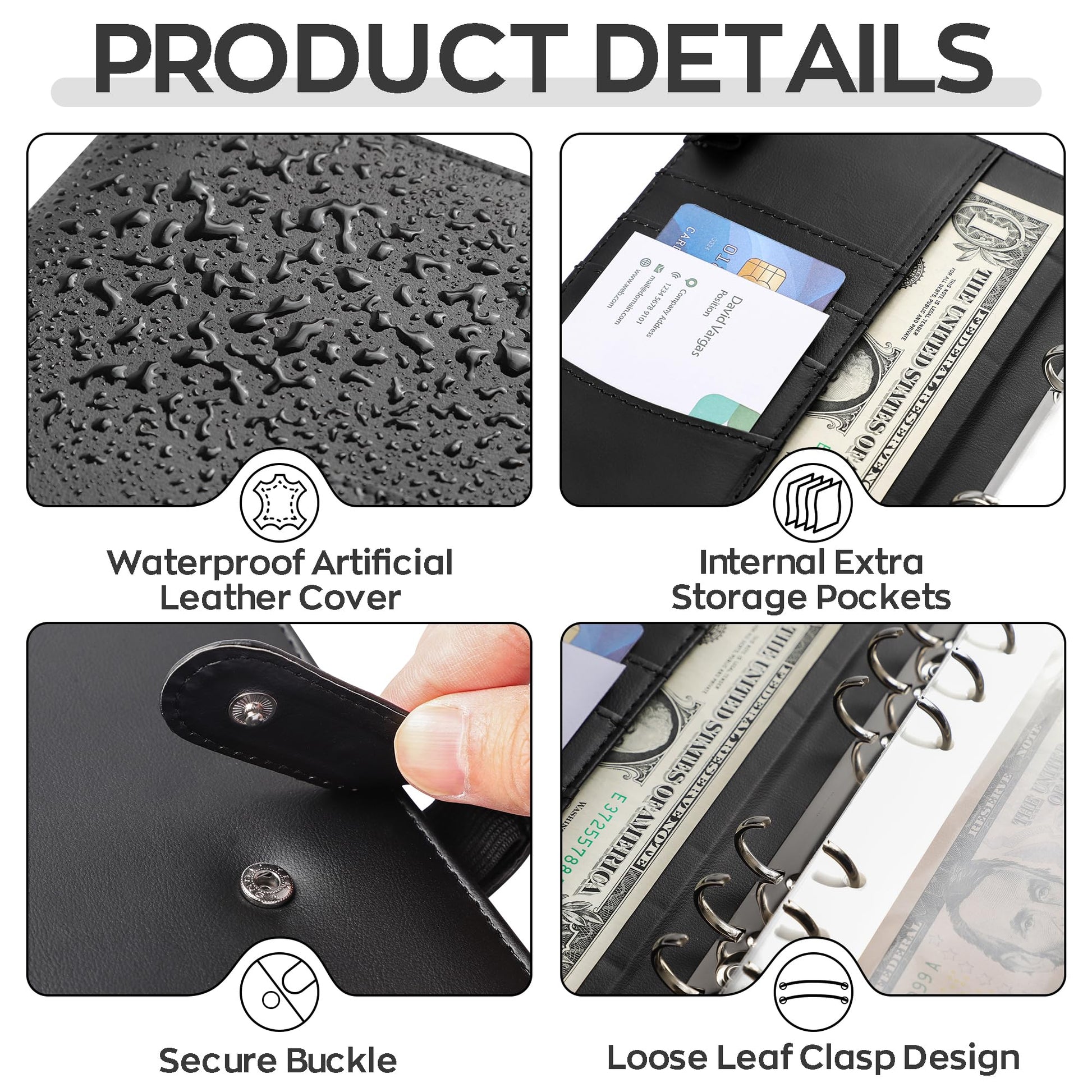 100 Pocket Currency Album - 7 × 4 inch Portable Banknotes Holder with Artificial Leather Cover Money Sleeves Storage Book for Bills Documents Tickets