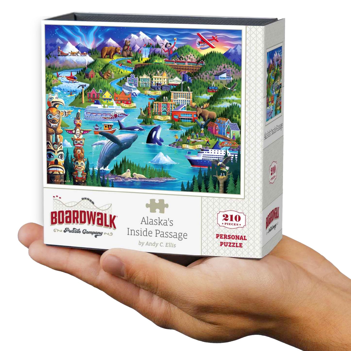 Boardwalk Alaska's Inside Passage 210 Piece Personal Puzzle, Jigsaw Puzzles with Premium Box, Alaska Gifts for Adults, 6"x8"