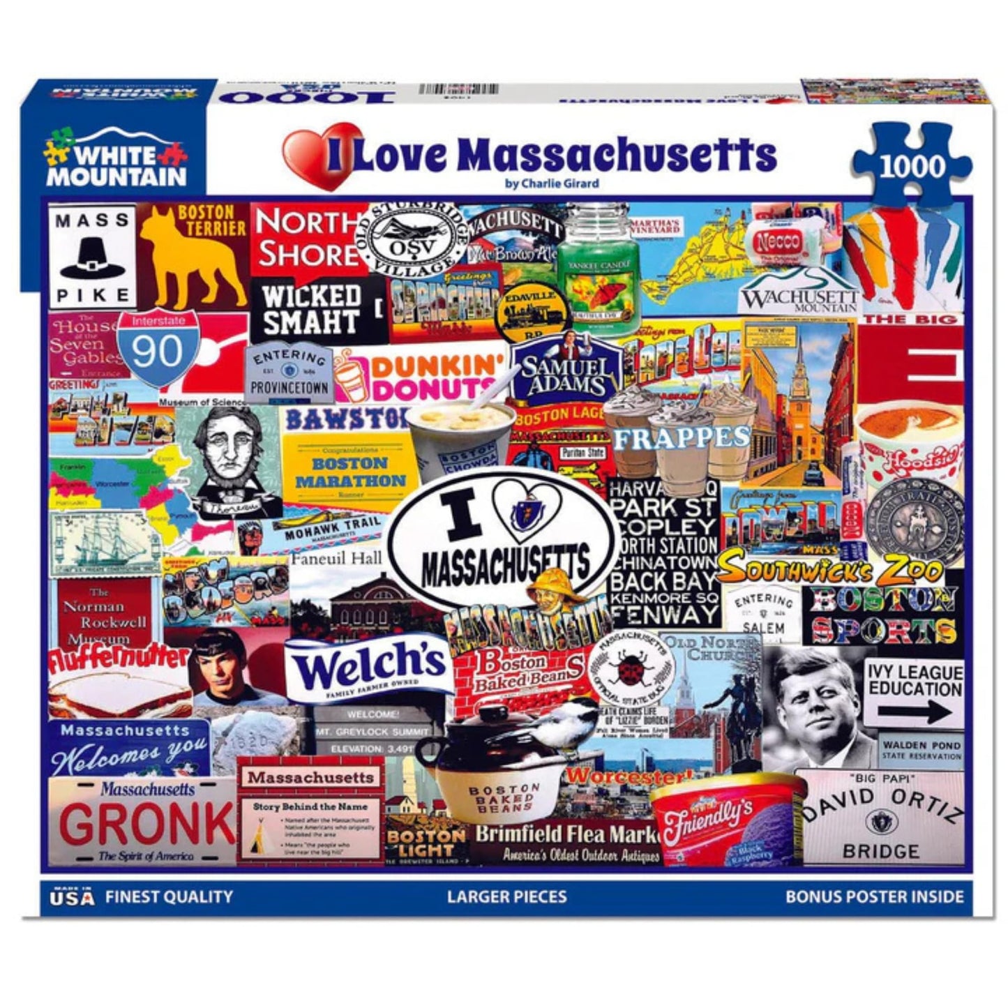 White Mountain Puzzles I Love Massachusetts Puzzle, 1 EA