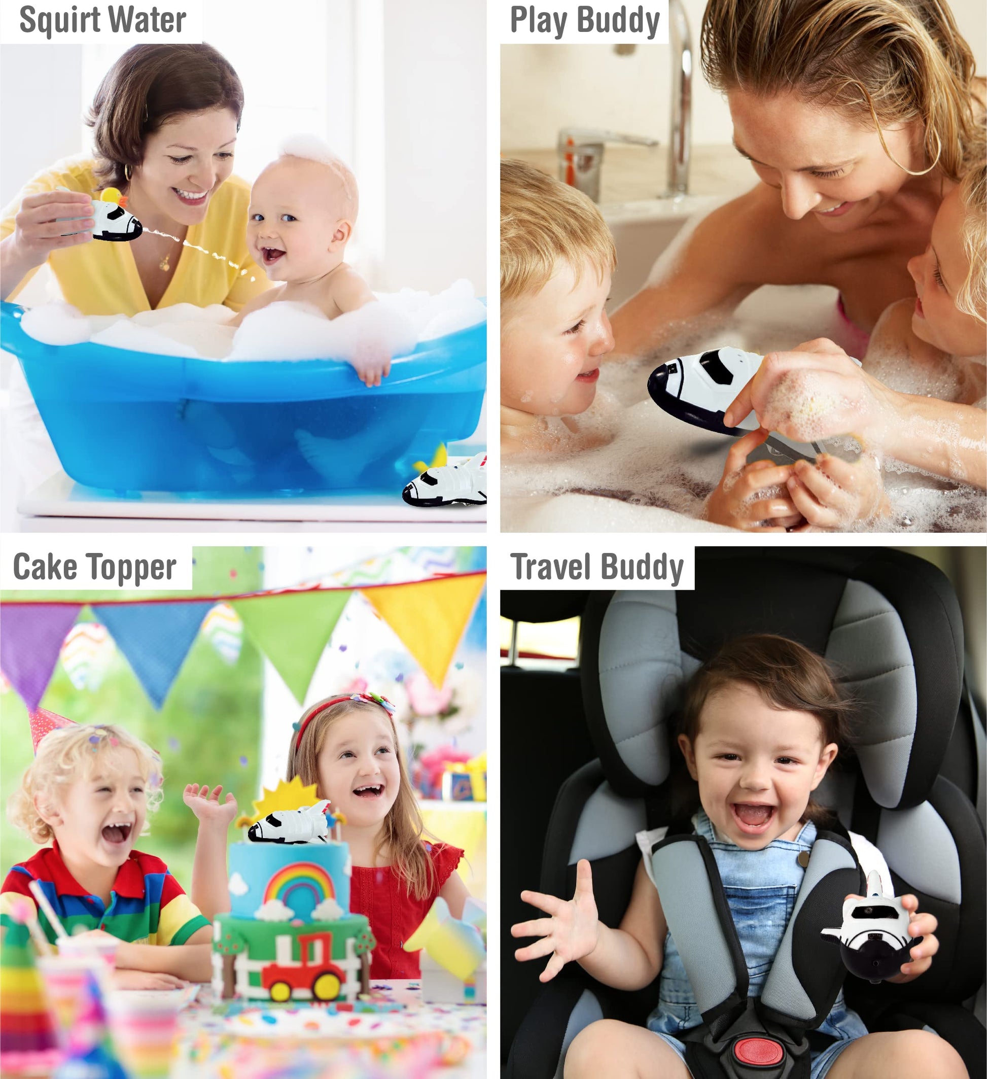 DolliBu Space Shuttle Model Bath Buddy Squirter Toy - Floating Rubber Space Themed Bath Toy for Pool or Bathtub, Cute Bathroom Toys for Toddlers